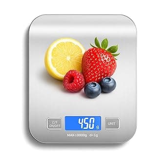 Balança de Cozinha Digital Premium em Inox Resistente à Água Portátil Base Antiderrapante Visor de Alta Definição Pesagem Precisa de 1g a 10kg Durável Moderna e Ideal para Alimentos Frescos